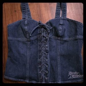 Harley Davidson denim halter top